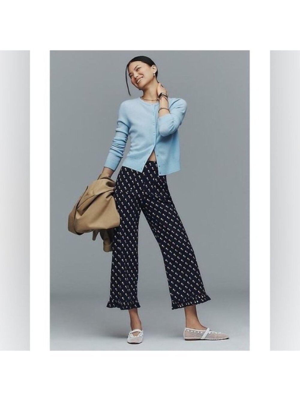 NWT Anthropologie Women's 25P The Colette Cropped High-Rise Wide-Leg Trousers